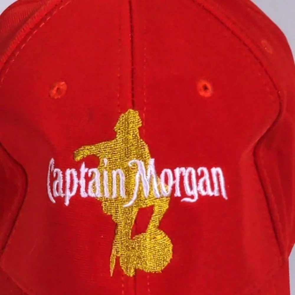 Captain Morgan‎ Red Baseball Hat Cap Gold Embroidered Logo Adjustable DS-1045